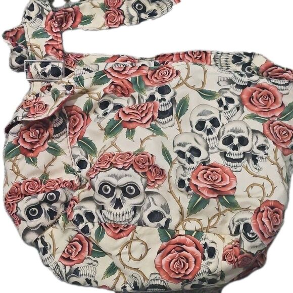 Hemet Fiesta De San Marcos Day Of The Dead Messenger Bag Shoulder Cotton RareEUC - Picture 2 of 9